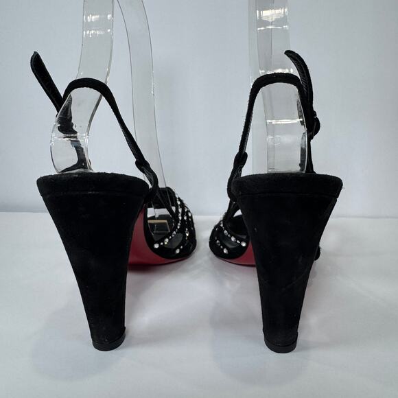 Christian Louboutin Vegastrassima 100 Crystal Heel Slingbacks Size 35.5/US 5.5 - Picture 4 of 8
